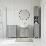 Cumpara ieftin Set de cabinet pentru baie cu 3 piese ARNHEM Sonoma gri