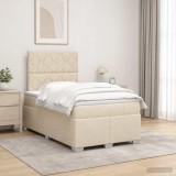 Cumpara ieftin Pat boxspring cu saltea Crem 120 x 190 cm Tesatura