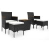 Set mobilier bistro gradina 5 piese negru poliratan/lemn acacia