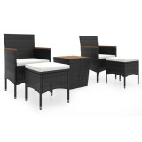 Set mobilier bistro gradina 5 piese negru poliratan/lemn acacia
