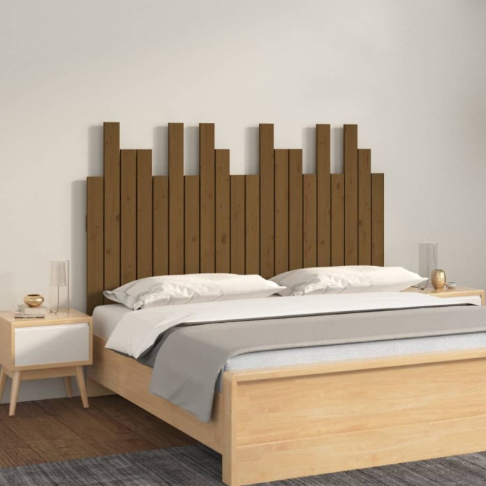 Gossi tablie de pat pentru perete, maro miere, 127,5x3x80 cm lemn pin