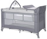 Patut pliabil Lorelli Torino Plus, 2 nivele, cu accesorii, Grey Striped Elements