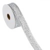 Panglica Brad Crăciun Argintie cu Glitter, 5m x 22mm, Nailon, Decor Crăciun