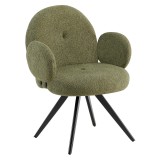 Cumpara ieftin Scaun dining pivotant textil verde buclat metal negru Vasala 64,5x62x86 cm