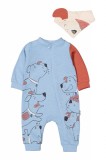 Cumpara ieftin Salopeta cu baveta pentru bebelusi Dogs, Tongs baby (Culoare: Albastru, Marime: 3-6 Luni)