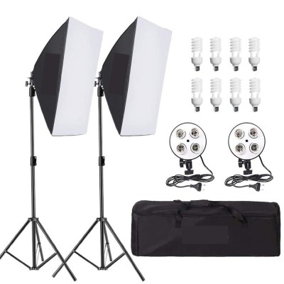 Kit Lumina Continua ,LED softbox studio foto-video, 8 Becuri Fluorescente 45w/ 5500K, Geanta Transport, Set Profesional pentru Sedinta Foto foto