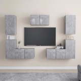 vidaXL Set dulap TV, 7 piese, gri beton, PAL