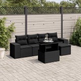 Cumpara ieftin Set mobilier de grădină cu perne, 6 piese, negru, poliratan