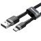 Cablu Date si Incarcare Baseus tip USB la tip Lightning Cafule, 3 m, 2A, CALKLF-RG1, Negru