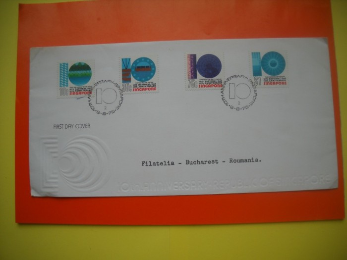 HOPCT PLIC FDC S NR 309 ANIVERSARE ZIUA NATIONALA 1975 SINGAPORE