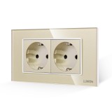 Cumpara ieftin Priza Dubla cu Rama din Sticla LUXION, Standard Italian, 4M SmartElectro IntelligentHouse