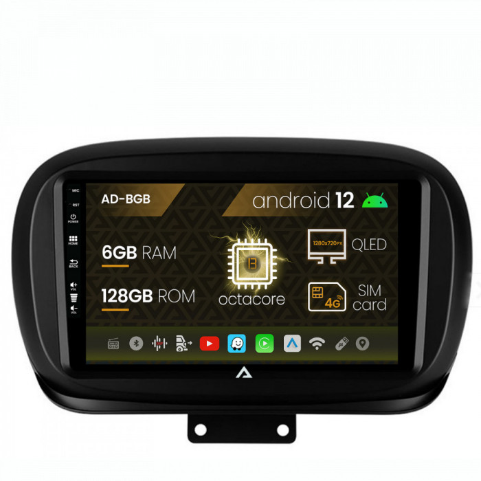 Navigatie Fiat 500X (2014-2020), Android 12, B-Octacore 6GB RAM + 128GB ROM, 9 Inch - AD-BGB9006+AD-BGRKIT362