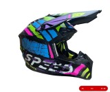 Casca copii Motocross - Enduro pentru motocicleta, ATV, bicicleta - marimea XS (47-48 cm), negru mat cu design neon multicolor