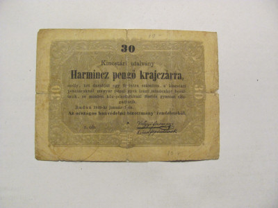 CY - 30 pengo krajczar 1849 Ungaria / scrie si in romana, cu litere chirilice foto