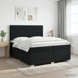 Cumpara ieftin Pat boxspring cu saltea Negru 200 x 200 cm Tesatura