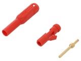 Conector Mufa Banana ST&Auml;UBLI 2mm, Aurit, Rosu, Poliamida, E-DIN 42802-2, Diametru Cablu Max 2.1mm