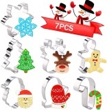 Set de 7 forme pentru prajituri de Craciun Faburo, otel inoxidabil, argintiu, 5 - 9 cm