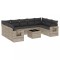 Set canapele de gradina cu perne 10 piese gri deschis poliratan