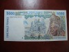 Bancnota Coasta de Fildes 5000 Franci 2001, Africa de Est. Stare Buna