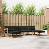 vidaXL Set de canapele de exterior cu pernă 6 pcs Alb și negru 3388938