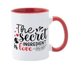 Cana maner rosu personalizata The secret ingredient is love, INOVATIX&reg;. 330ml