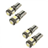 Комплект 4x T 10 LED крушки, BZRSH, W5W, 12V, 5W CANBUS, 6000k, 28x12 мм, Студено бяло за плафон, багажник