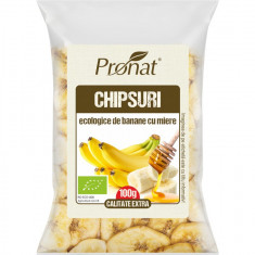Chipsuri bio de banane cu miere, 100g Pronat
