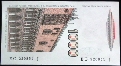 Bancnota 1000 LIRE - ITALIA, anul 1982 *cod 805 = UNC foto
