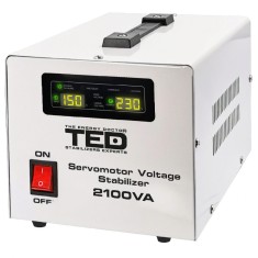 Stabilizator tensiune monofazat 1.2KW 1200W cu ServoMotor si 2 iesiri Schuko + ecran LCD cu valorile tensiunii, TED Electric TED000132