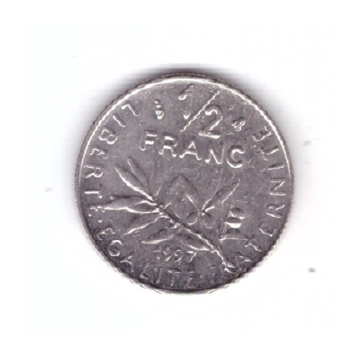 Moneda Franta 1/2 franc 1997, stare buna, curata foto