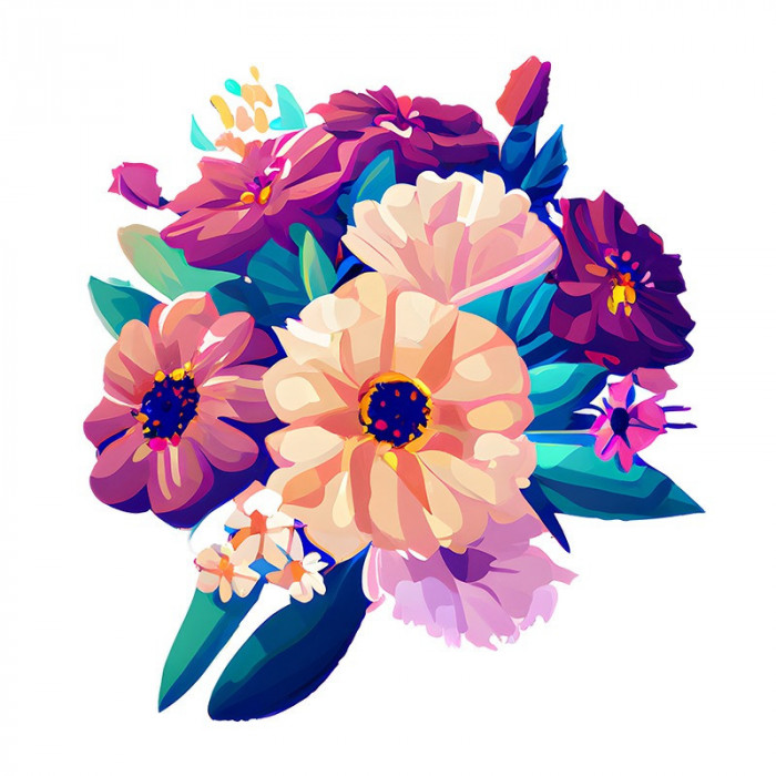 Sticker decorativ, Buchet de Flori, Multicolor, 64 cm, 10324ST