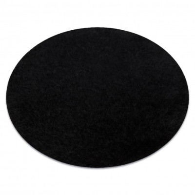 Covor BUENOS cerc 6649 shaggy uni, o singură culoare negru, cerc 120 cm foto