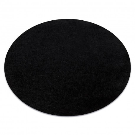 Covor BUENOS cerc 6649 shaggy uni, o singură culoare negru, cerc 120 cm