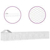 Cumpara ieftin Padoc exterior cu acoperis argintiu 14x2x2,5 m otel galvanizat