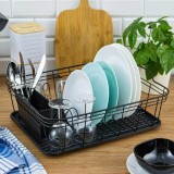 Suport pentru vase, cu tavita, negru 45x35,5x16,5 cm, otel-plastic, Kinghoff