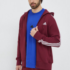 adidas hanorac de bumbac bărbați, culoarea roșu, cu glugă, cu imprimeu IS1365