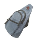 Cumpara ieftin Geanta de piept, albastra 30 x 17 x 8,5 cm textila, 3 buzunare exterioare cu fermoar, curea ajustabila, compartiment interior