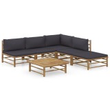 VidaXL Set mobilier de grădină cu perne gri &icirc;nchis, 6 piese, bambus 3058236