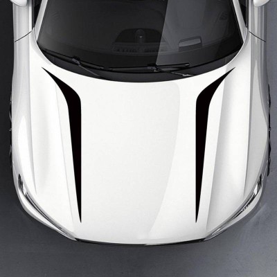 Set 2 stickere autoadezive Tuning, model &amp;quot;Hood Stripes V2&amp;quot;, dimensiune 100 x 26 cm, culoare Neagra foto