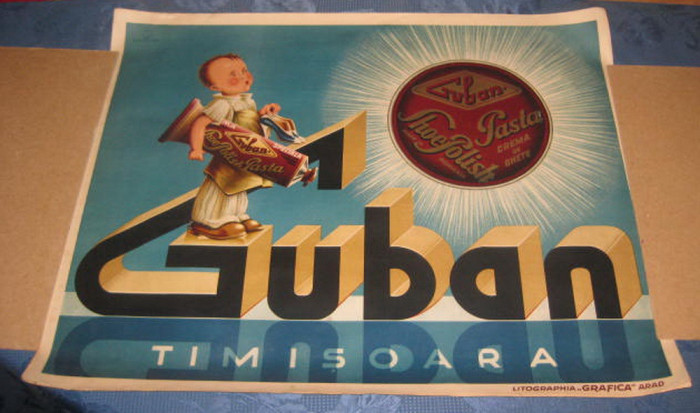 7075-Reclama veche Gubanol-Guban-Timisoara Atelier Litographia ,,Graphica&rdquo; Arad