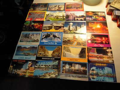 LOT de 23 carti postale color din SUA: Los Angeles, San Diego, Calico, Las Vegas foto