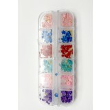 Figurine volumetrice 3D pentru manichiură, set (flori colorate + bule, 6 culori strălucitoare)
