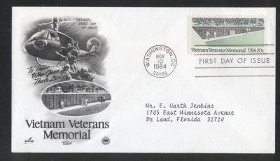United States 1984 Vietnam war memorial FDC K.725 foto