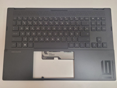 Carcasa superioara cu tastatura palmrest Laptop Gaming, HP, Omen 16-K, N14413-271, N14413-001, iluminata RGB 20 pini, layout US (RO) foto