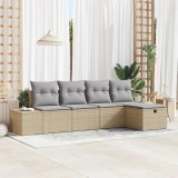 VidaXL Set de canapele pentru grădină cu pernă 5 pcs Bej Rattan poli