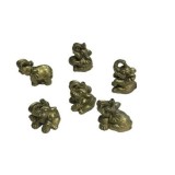 Set 6 statuete Feng Shui Elefanti din rasina aurie, 4 cm