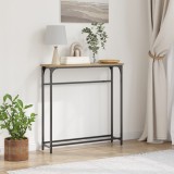 vidaXL Masă consolă, stejar artizanal, 75x19,5x75 cm, lemn și oțel