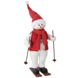 HOMCOM Moș Crăciun schior care c&acirc;ntă, 65 cm, figură animată de Crăciun cu schiuri, bețe și activare prin sunet/atingere | Aosom Romania