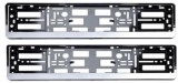 Set 2 bucati suport numar inmatriculare auto plastic ABS rama argintiu, Amio