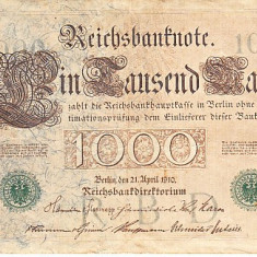 M1 - Bancnota foarte veche - Germania - 1000 marci - 1910 - serie cu negru